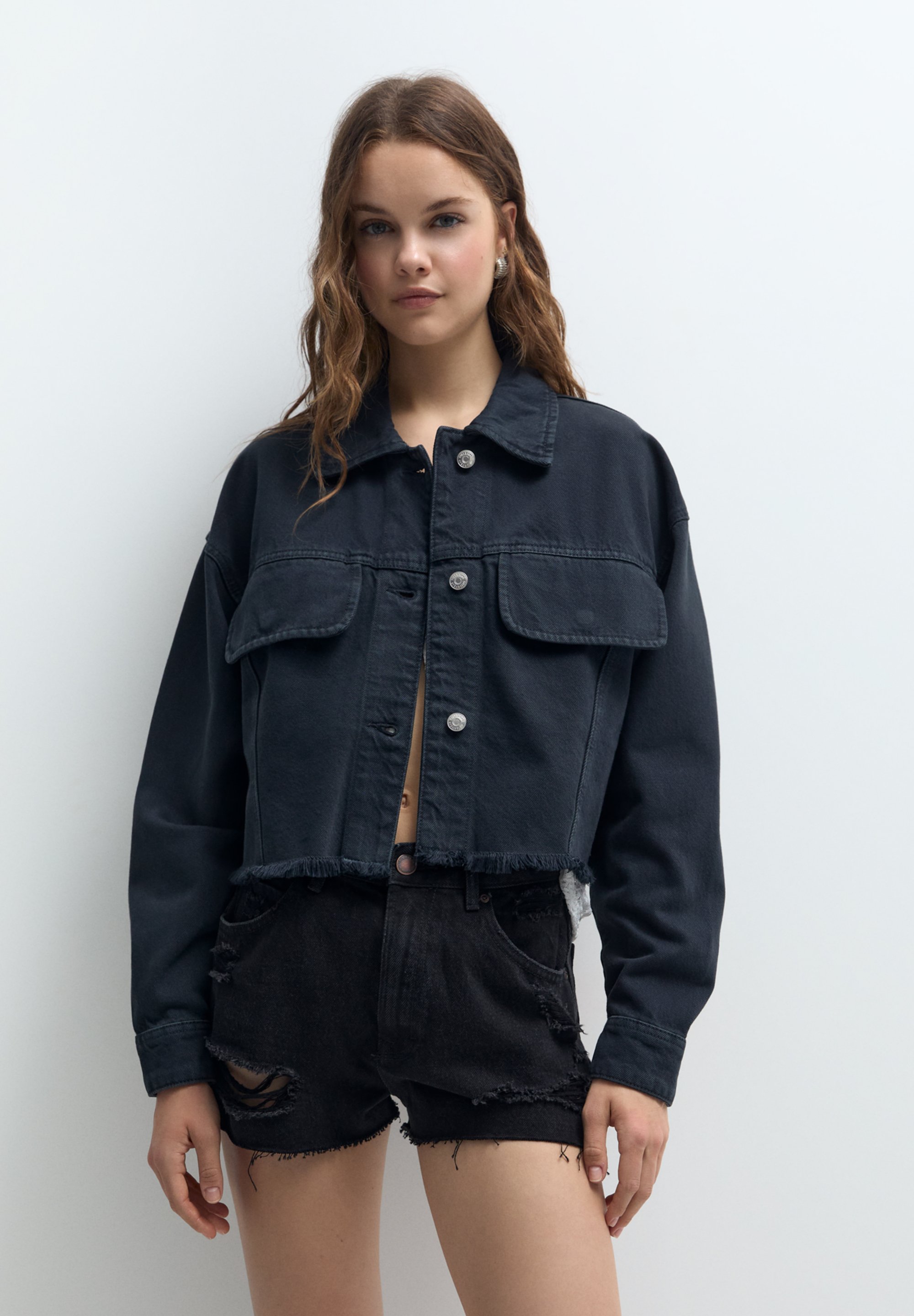 Pull and bear jeansjacke schwarz Clearance